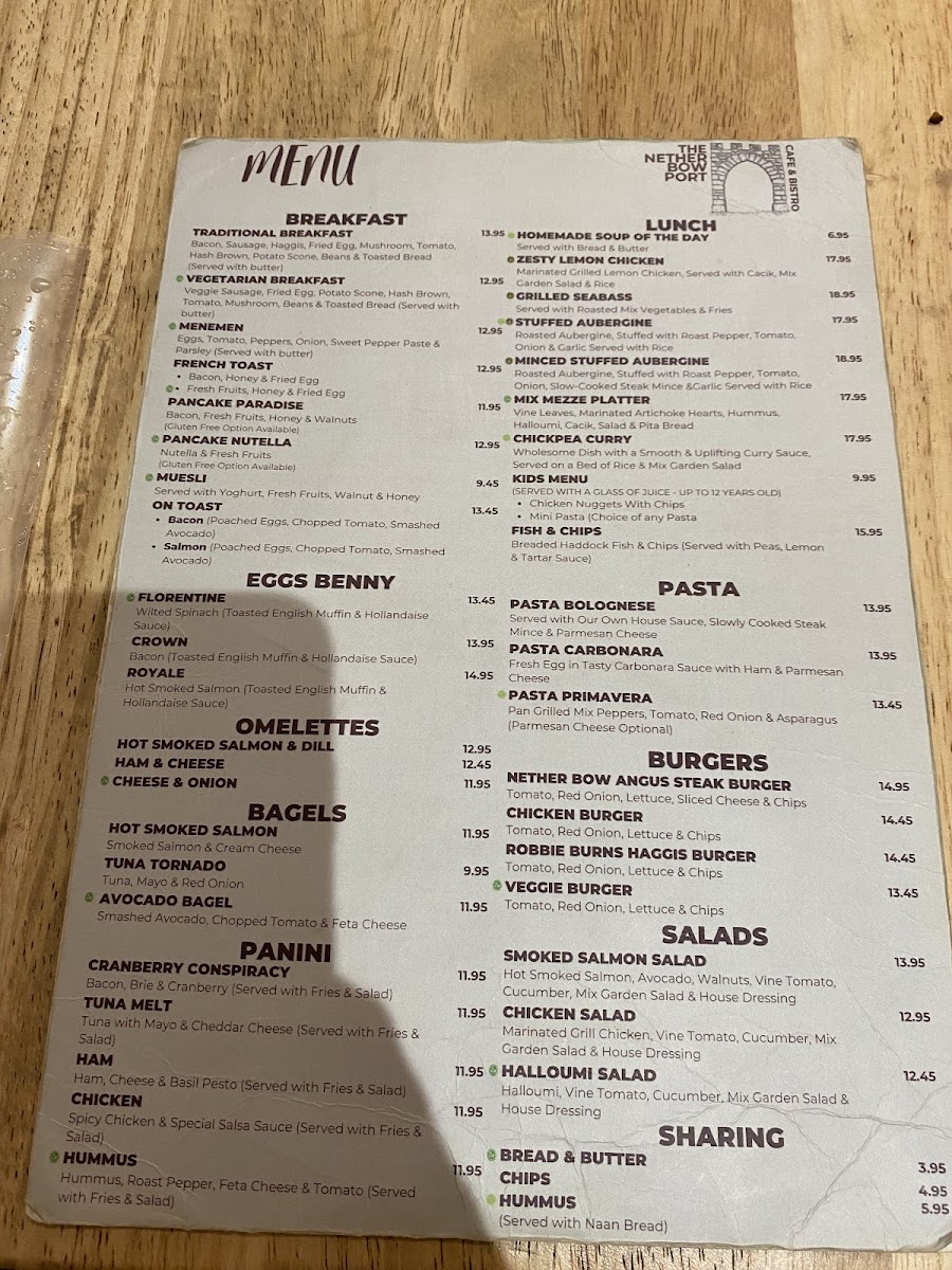 The Nether Bow Port Cafe & Bistro Menu - Image 1